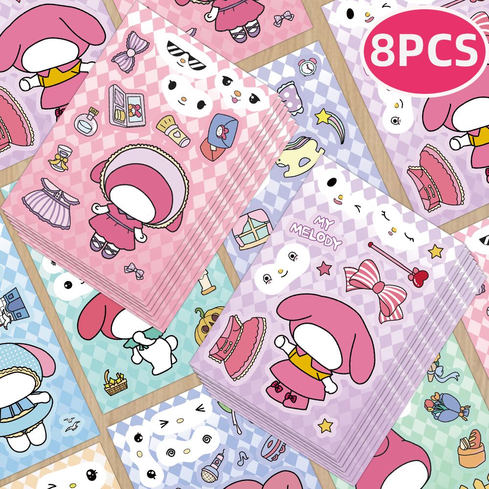 8pcs Sanrio My Melody สติกเกอร์ปริศนาการ์ตูนสติกเกอร์กันน้ํา PVC ของขวัญการ์ตูนตกแต่งสมุดภาพแล็ปท็อปกระเป๋าเดินทางกีตาร์ถ้วยน้ําเคสโทรศัพท์ DIY Decal