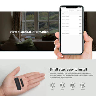 Wifi ประตูสวิทช์ปิดเครื่องตรวจจับ Tuya Window Sensor และ Application การแจ้งเตือนนาฬิกาปลุก Contact Sensor สําหรับ Home Safety สีดํา