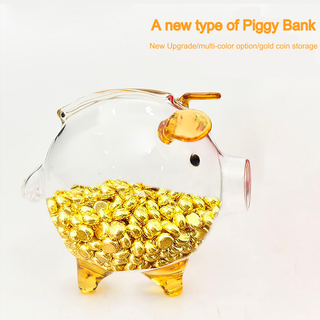 กระปุกออมสินใสน่ารักเครื่องประดับแก้วทองถั่วทองการจัดเก็บเด็…