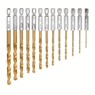 ชุดดอกสว่านบิดโลหะ HSS 1/4 Hex Shank 1.5-6.5 มม.13 ชิ้น