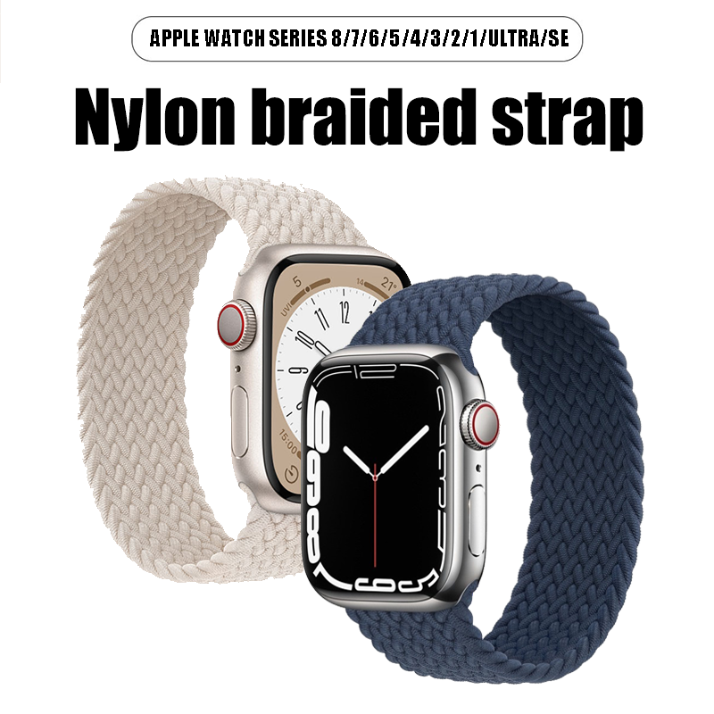 ห่วงเดี่ยวแบบถักสําหรับ Apple Watch Ultra Series 9 8 7 6 SE 5 iWatch Band Strap ขนาด 49 45 44 42 41 40 38 มม.