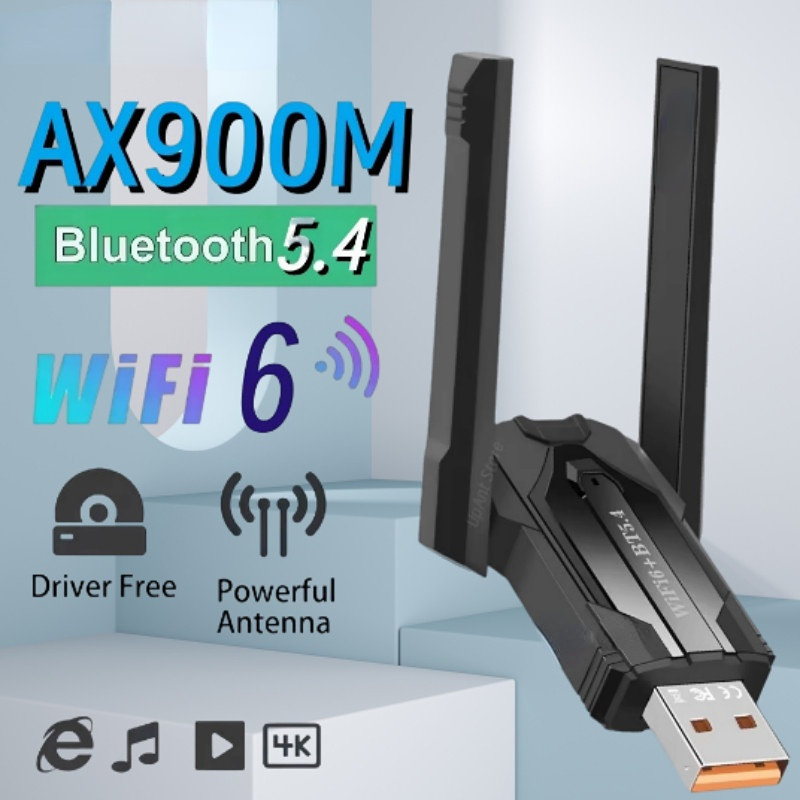 Ax900 USB 3.0 WiFi 6 & Bluetooth 5.4 อะแดปเตอร์ไร้สาย 900Mbps การ์ดเครือข่าย 2.4G/5Ghz Dual Band