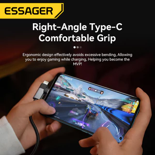 สายชาร์จ Essager 2 in 1 USB C to USB C ชาร์จเร็ว 65W PD สำหรับ iPhone 15 14 Pro Max และ Xiaomi