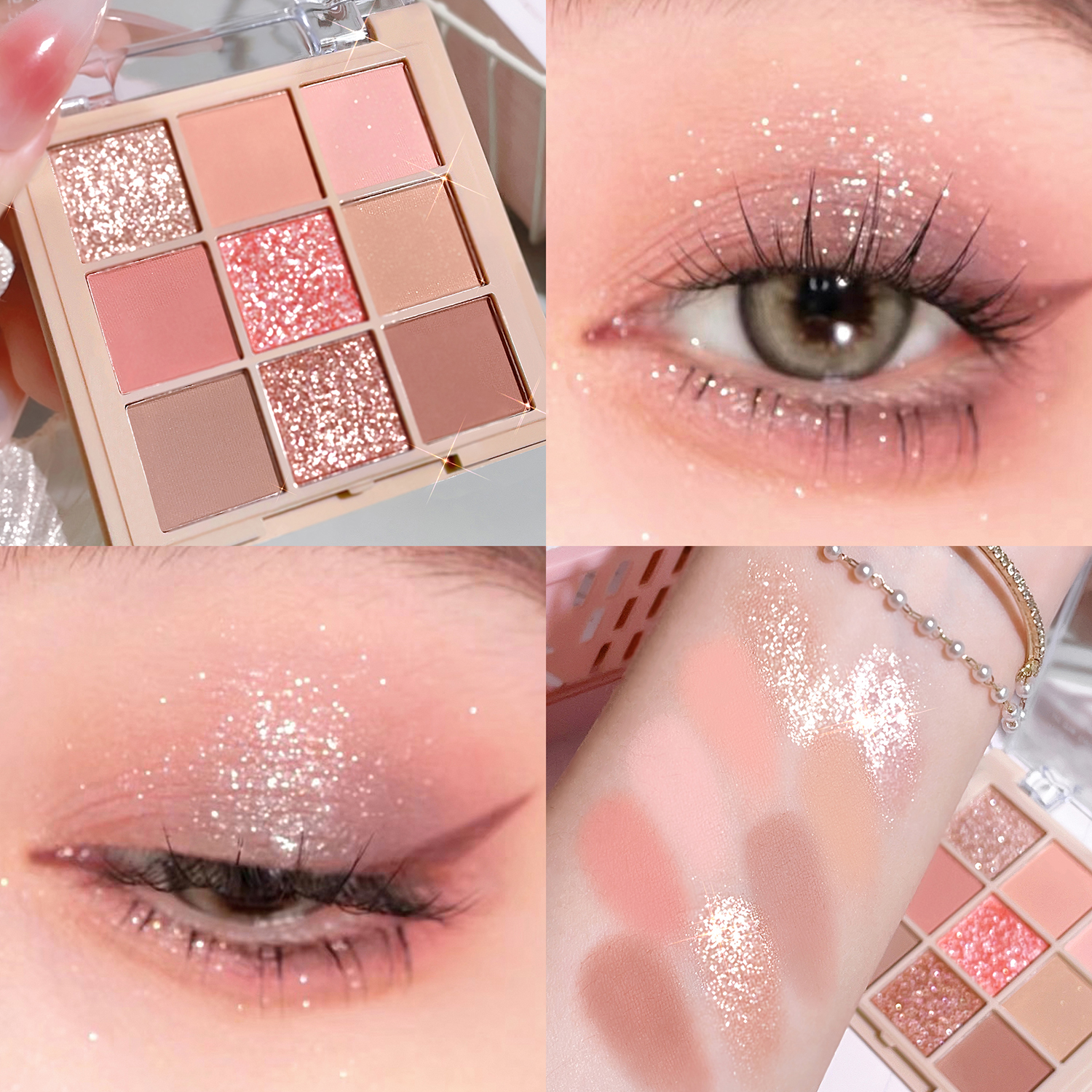 อายแชโดว์พาเลทเก้าสี Matte Pearlescent Fine กระพริบสียอดนิยมทุกวันเหมาะสําหรับสามเณรมัลติฟังก์ชั่อายแชโดว์ Palette