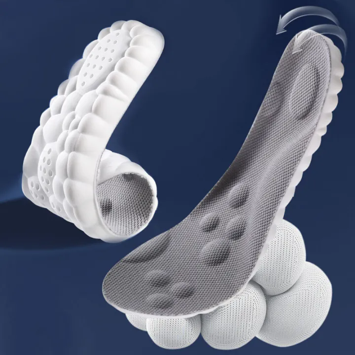 1 คู่ 4D Shock Absorption Sport Insoles นุ่ม Breathable Orthopedic สูง-ยืดหยุ่นรองเท้าสําหรับชายผู้หญิง EVA นวด Insole