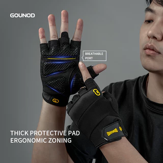 ถุงมือฟิตเนส Gounod ถุงมือยกน้ำหนัก กันลื่นและทนต่อการสึกหรอ ถุงมือปั่นจักรยาน