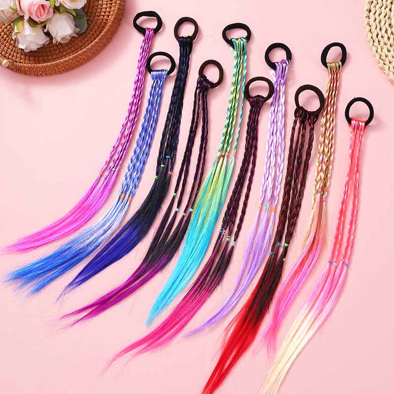 1ชิ้นเด็กวิกผมที่มีสีสันผมเปียผมแหวนเชือกผมสกปรกผมเปียหางม้าสาวเด็กถักเชือกผมบิดถักเปียประสิทธิภาพผม