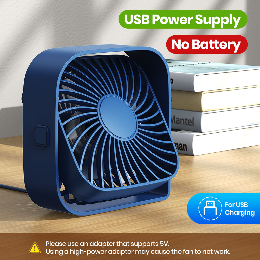 TOPK พัดลมตั้งโต๊ะ USB แบบพกพา Strong Airflow เงียบ 3 ความเร็วมินิตาราง 360 หมุนได้สําหรับโฮมออฟฟิศห้องนอน
