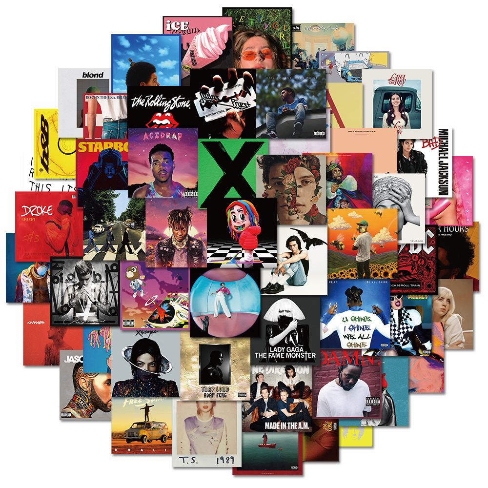 สติกเกอร์อัลบั้มนักร้องชื่อดัง 50 ชิ้น, สติกเกอร์บัญชีมือถือ สร้างสรรค์ และส่วนบุคคล, สติกเกอร์ตกแต่งเคสโทรศัพท์, สติกเกอร์กันน้ํา