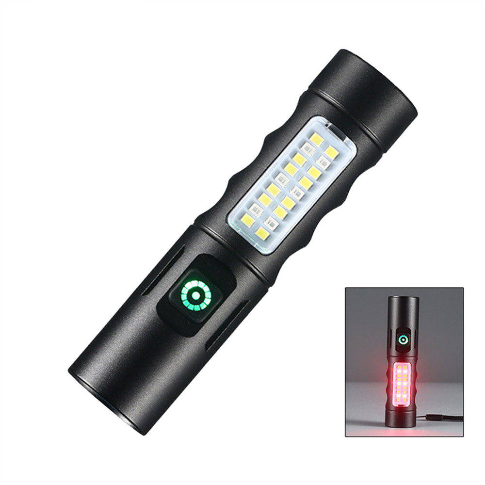สปอตไลท์ที่มีประสิทธิภาพไฟฉาย LED ระยะไกล Type-C ชาร์จเร็วไฟฉายฉุกเฉิน Zoomable ไฟฉายพร้อมฟังก์ชั่นแสดงผลพลังงาน