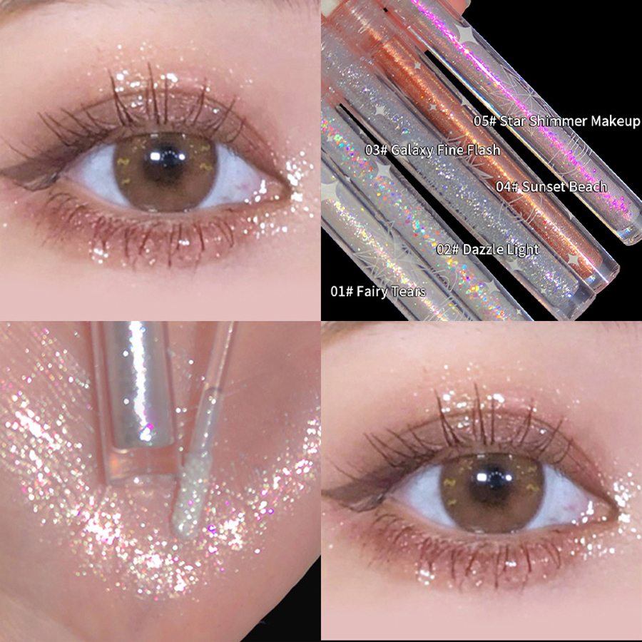 Glitter Liquid Eye Shadow Pearl Light กันน้ํา Fine Glitter Eye Shadow ติดทนนาน High Gloss Eye แต่งหน้า Stick