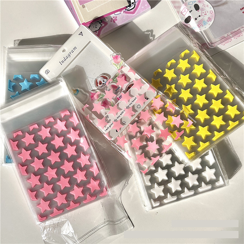 100 ชิ้น Ins Self กาวซีลถุงเก็บพลาสติก 8*13 เซนติเมตร OPP Pack กระเป๋า Star รูปแบบขายปลีกถุงบรรจุภัณฑ์ Instax รูปถ่ายกระเป๋า