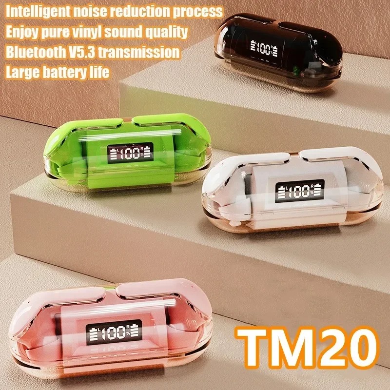 Tm20 ชุดหูฟังไร้สาย Tws บลูทูธ 5.3 หูฟัง หูฟังบลูทูธ หูฟัง โปร่งใส หูฟังกีฬา นํา จอแสดงผลดิจิตอล