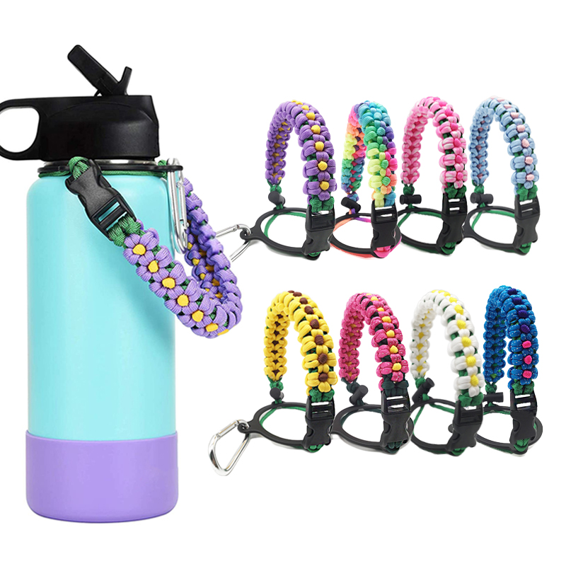 แบบพกพา Aquaflask อุปกรณ์เสริม Hydroflask เข็มทิศดอกไม้ Handle สายคล้องขวดสายไฟความปลอดภัย Carabiner เชือก Carrier สายคล้อง Universal ขวดปากกว้าง