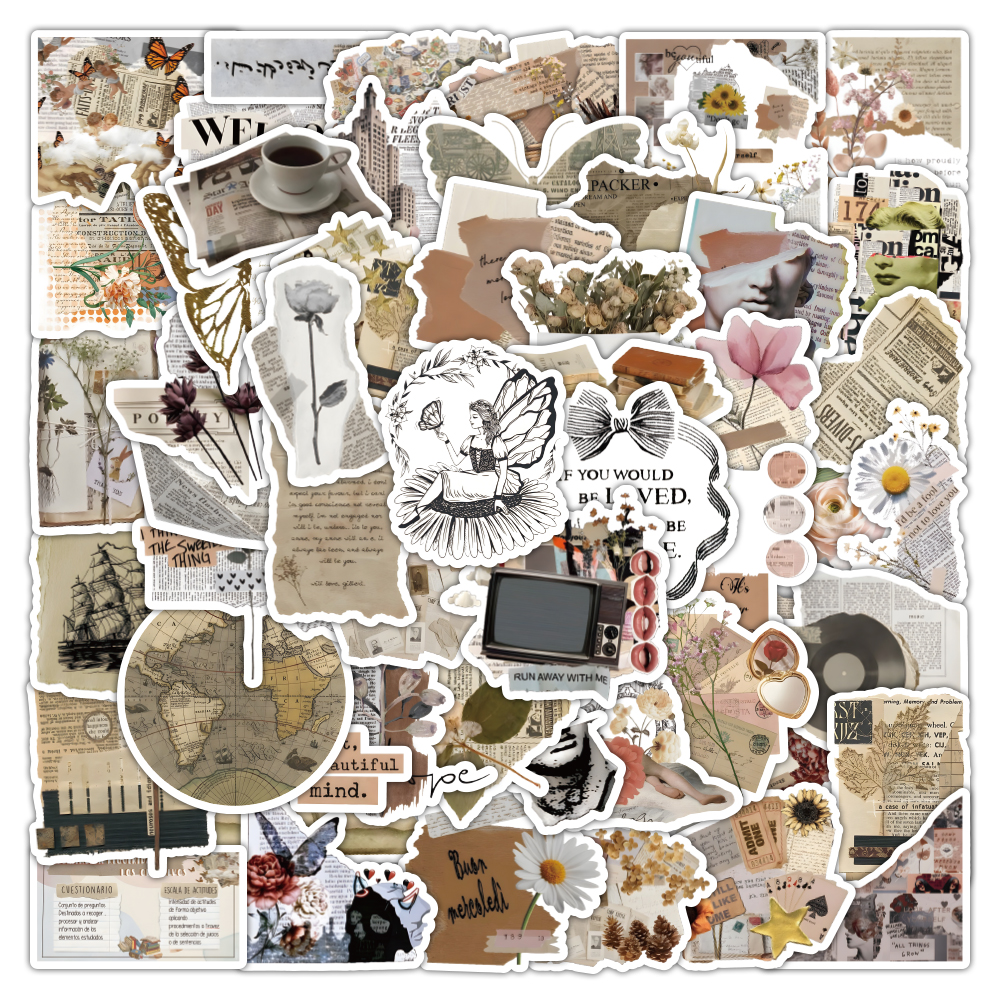 53 ชิ้น Broken Diary Series Graffiti สติกเกอร์สําหรับกระเป๋าเดินทางโทรศัพท์มือถือกรณีแล็ปท็อปหมวกนิรภัยสเก็ตบอร์ดสติกเกอร์ตกแต่งกันน้ํา DIY Creative