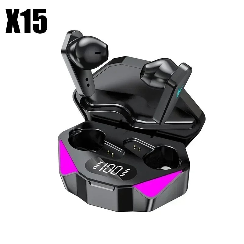 X15 TWS หูฟังสําหรับเล ่ นเกมหูฟังบลูทูธพร ้ อมไมโครโฟนเบสเสียงตําแหน ่ ง 9D สเตอริโอเพลง HiFi ชุดหูฟังสําหรับ Gamer