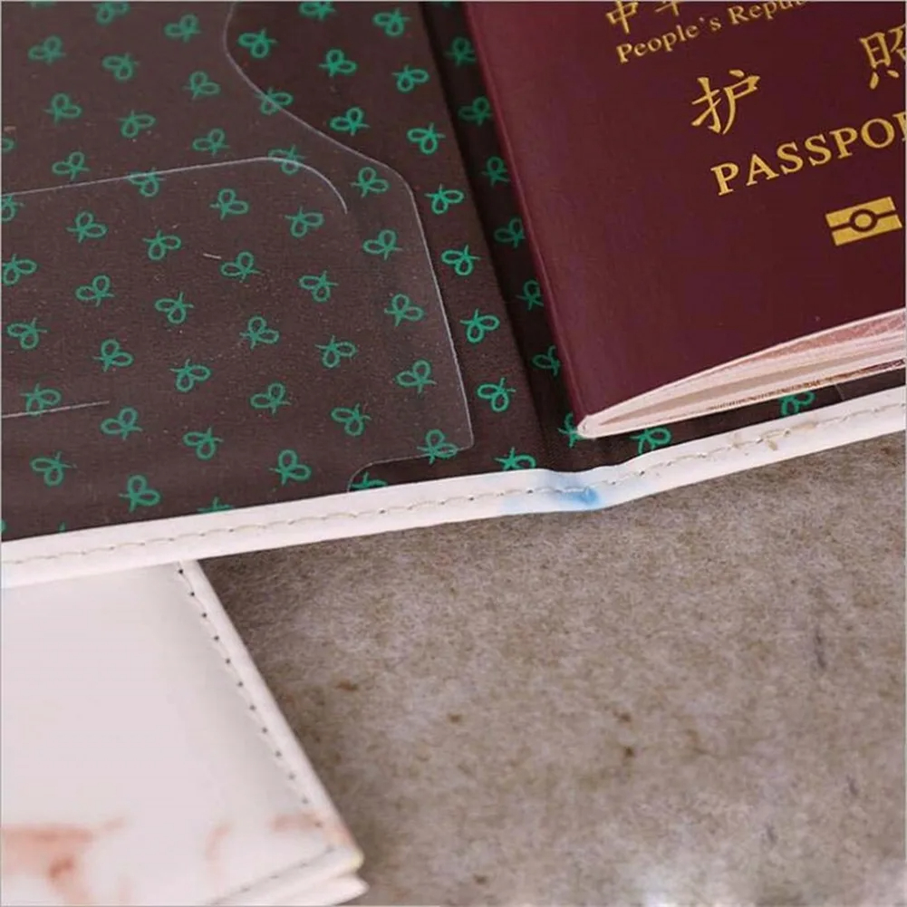 กระเป๋าสตางค์ หนัง Pu ลายหินอ่อน ใส่หนังสือเดินทาง บัตรเครดิต บัตรเครดิต แฟชั่นสําหรับผู้หญิง และผู้ชาย