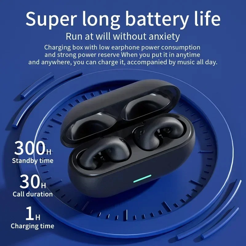 T75 กีฬา air conduction บลูทูธ 5.3 หูฟัง HiFi Sound หูฟังไร้สายคลิปหูกันน้ําเปิดหูหูฟังต่างหู