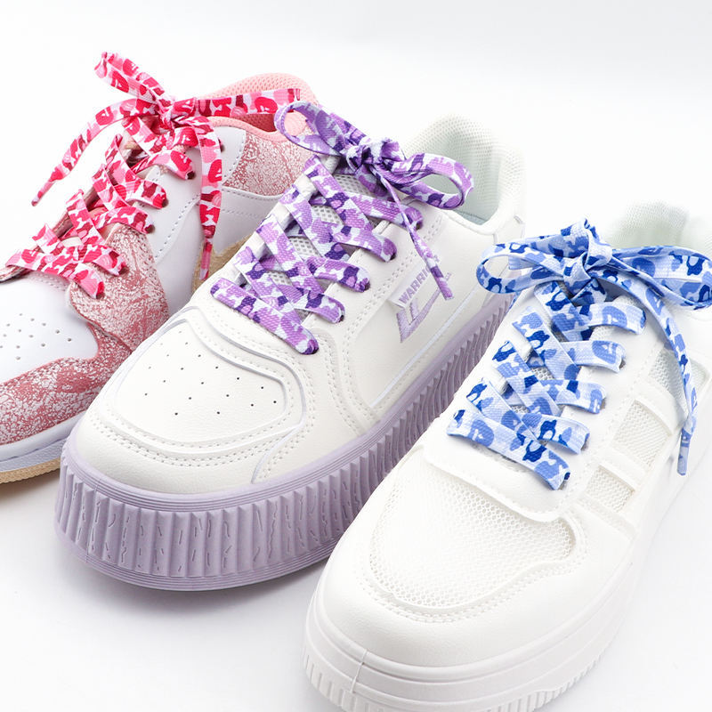 1 คู่ Pop Camouflage เชือกผูกรองเท้าแบน,เชือกผูกรองเท้าแบน 5/16" (8 มม.) เชือกผูกรองเท้ากว้างสําหรับกีฬารองเท้าผ้าใบรองเท้า Boot Strings,Splash รองเท้า Laces พิมพ์เชือกผูกรองเท้า