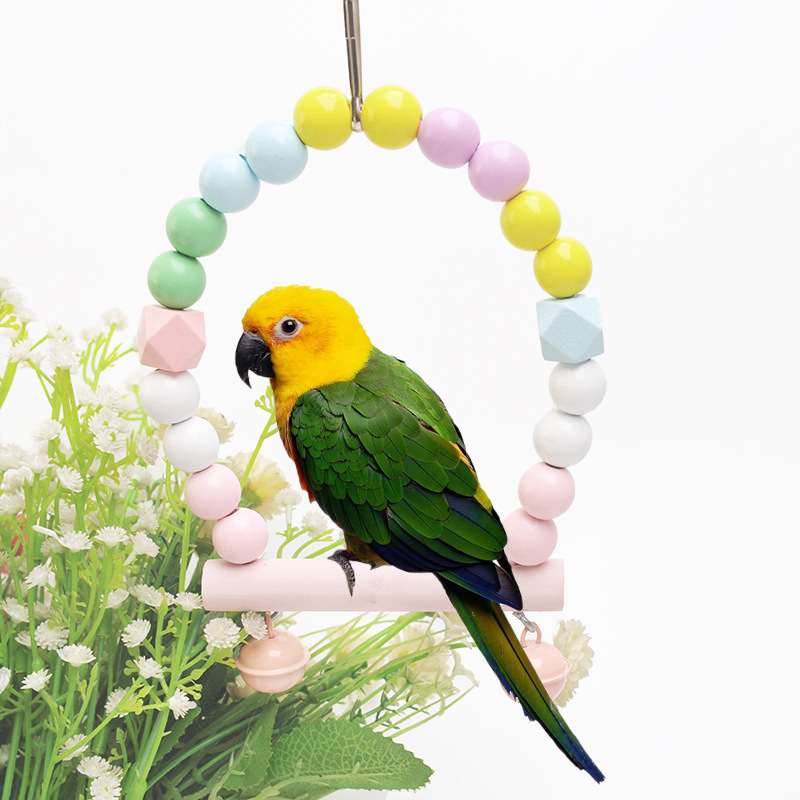 ของเล่นนกแก้ว Swing Ring อุปกรณ์นก Tiger Skin Xuanfeng Octopus Bite Training Toy Macaron Bird Stand