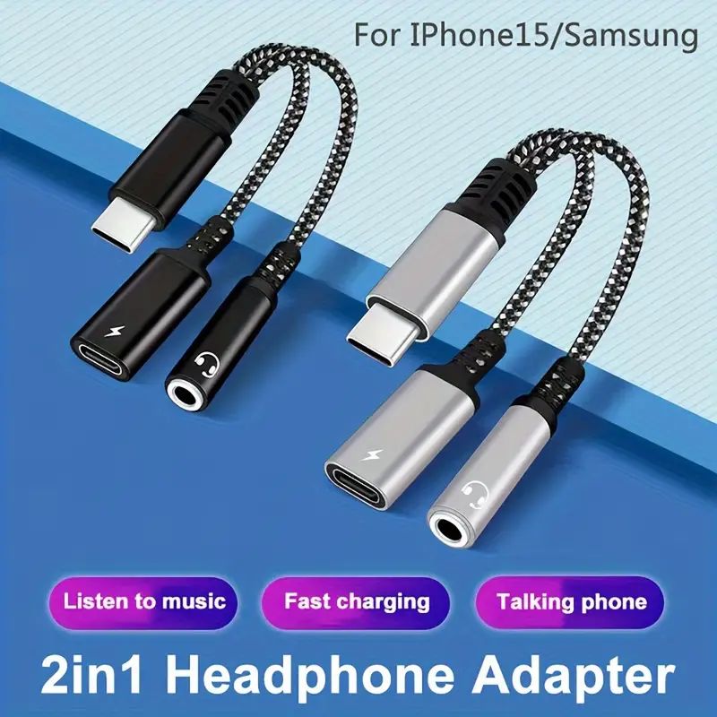 ซื้อ 2-in-1 USB C To AUX Audio Jack Dongle Cable 1 PC PD 30W Fast Charging, USB Type C ถึง 3.5 มม.หูฟังและอะแดปเตอร์ชาร์จเข้ากันได้กับ iPhone15/Samsung/Google และอื่นๆ