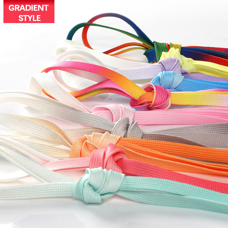 1คู่เชือกผูกรองเท้าย้อมแบน,รองเท้าที่มีไล่ระดับสีสีสําหรับฝึกอบรมพรีเมี่ยมเปลี่ยนเชือกผูกรองเท้าแบนกว้าง8มิลลิเมตร,ฉีกขาดรองเท้าลูกไม้สําหรับฝึกอบรม,รองเท้ากี
