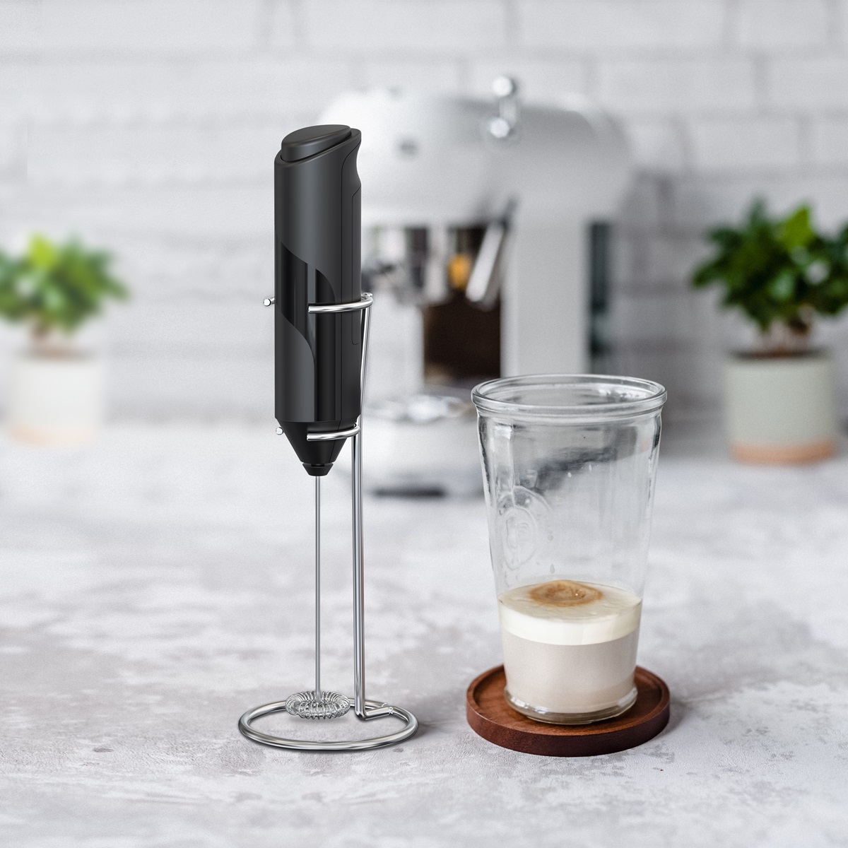 Electric Milk Frother,เครื่องตีฟองนมพลิกขึ้นจากนมอย่างมหัศจรรย์ เพียง 2 ก้อน ไม่ต้องใช้แบตเตอรี่ (สินค้าไม่ได้ให้)