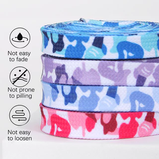 Pop Flat Shoe laces เชือกผูกรองเท้ากว้างสําหรับรองเท้าผ้าใบสําหรับวิ่งกรีฑา Boot Strings เชือกผูกรองเท้าพิมพ์ลาย