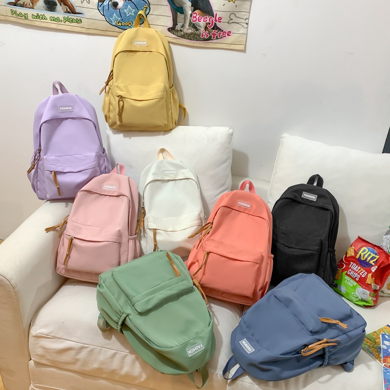 กระเป๋าเป้สะพายหลัง ผ้าไนล่อน ลําลอง มีซิป ขนาดใหญ่ จุของได้เยอะ สีพื้น เหมาะกับการพกพาเดินทาง สําหรับผู้หญิง และนักเรียน จํานวน 1 ชิ้น