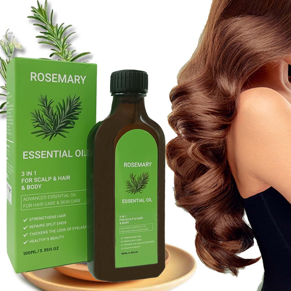 น้ํามันหอมระเหยดูแลเส้นผมโรสแมรี่ปรับปรุง Frizz Scalp Hair Body น้ํามันเอสเซ้นส์สามในหนึ่งเดียว ให้ความชุ่มชื้นแก่ผิว