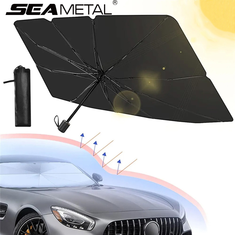 รถ Sun Shade กระจกหน้า Sun Shade ฝาครอบพับร่มรถ Anti UV Rays และความร้อน Sun Visor Protector ร่มรถ