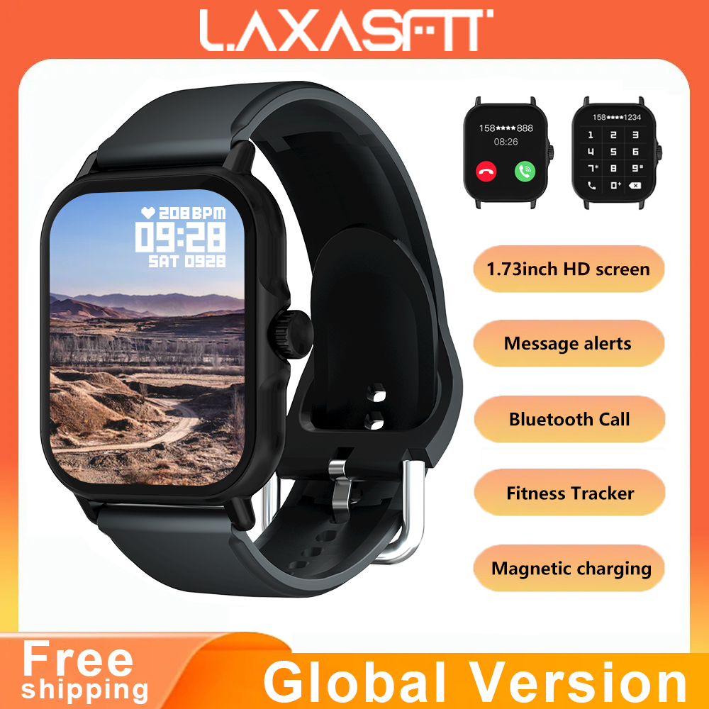 Laxasfit สมาร์ทวอท์ชบลูทูธโทรนาฬิกา Info Alert 1.73LCD หน้าจอ Smartwatch การตรวจสอบการนอนหลับการติดตามสุขภาพนาฬิกาสมาร์ท Android iPh