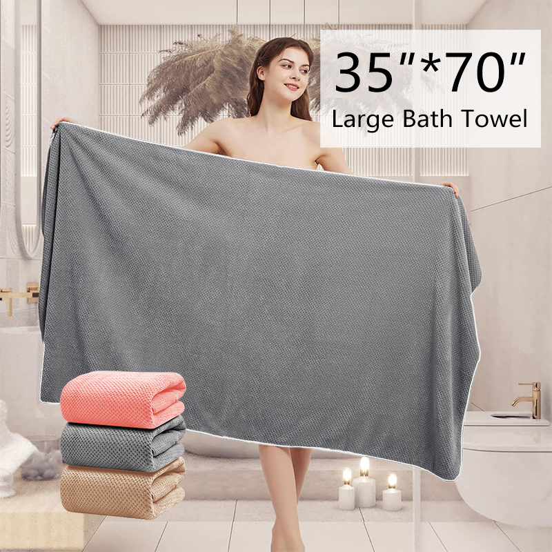 1ชิ้น โอ เวอร์ไซส์ ไมโครไฟเบอร์สีเทาผ้าขนหนูอาบน้ํา35 "x70"ผ้าขนหนูอาบน้ําสําหรับสระว่ายน้ําชายหาดห้องน้ําซุปเปอร์ดูดซับนุ่มแห้งเร็วขนาดใหญ่ผ้าขนหนูน้ําหนัก