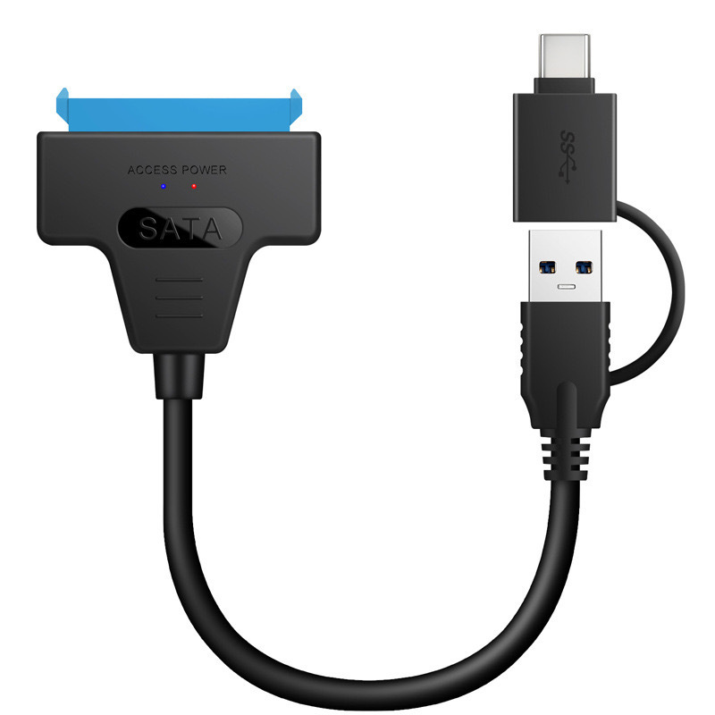 ใหม่ 2 in 1 Sata เป็น USB3.0/Type-C อะแดปเตอร์สายเคเบิลสูงสุด 6 Gbps รองรับความเร็วสูง 2.5 นิ้ว HDD ภายนอก SSD ฮาร์ดไดรฟ์ 22 พิน Sata