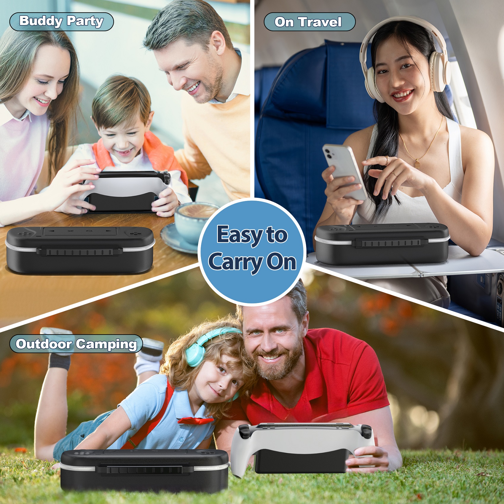 เคสแข็งสําหรับ PlayStation Portal Remote Player, กระเป๋าเดินทาง PS Portal พร้อมซิปกระเป๋าเพื่อเก็บอุปกรณ์เสริม PS Portal, เคสพกพา PS Portal ที่มีร่องตัดเฉพาะ, สีดํา - รูปที่ 5