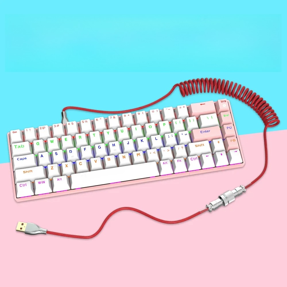 Wire Mechanical Keyboard Aviator Desktop Computer Aviation Connector Coiled Cable Mechanical Keyboar