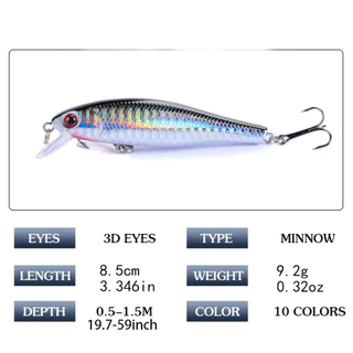 เหยื่อตกปลาญี่ปุ่น Minnow - 8.5cm 9.2g Sinking Jerkbait สําหรับ Bass & Pike