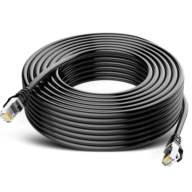 RJ45 CAT6 Ethernet LAN UTP 25M 30M 40M 50M 60M สายเราเตอร์คอมพิวเตอร์พร้อมโล่สีดําความเร็วสูง