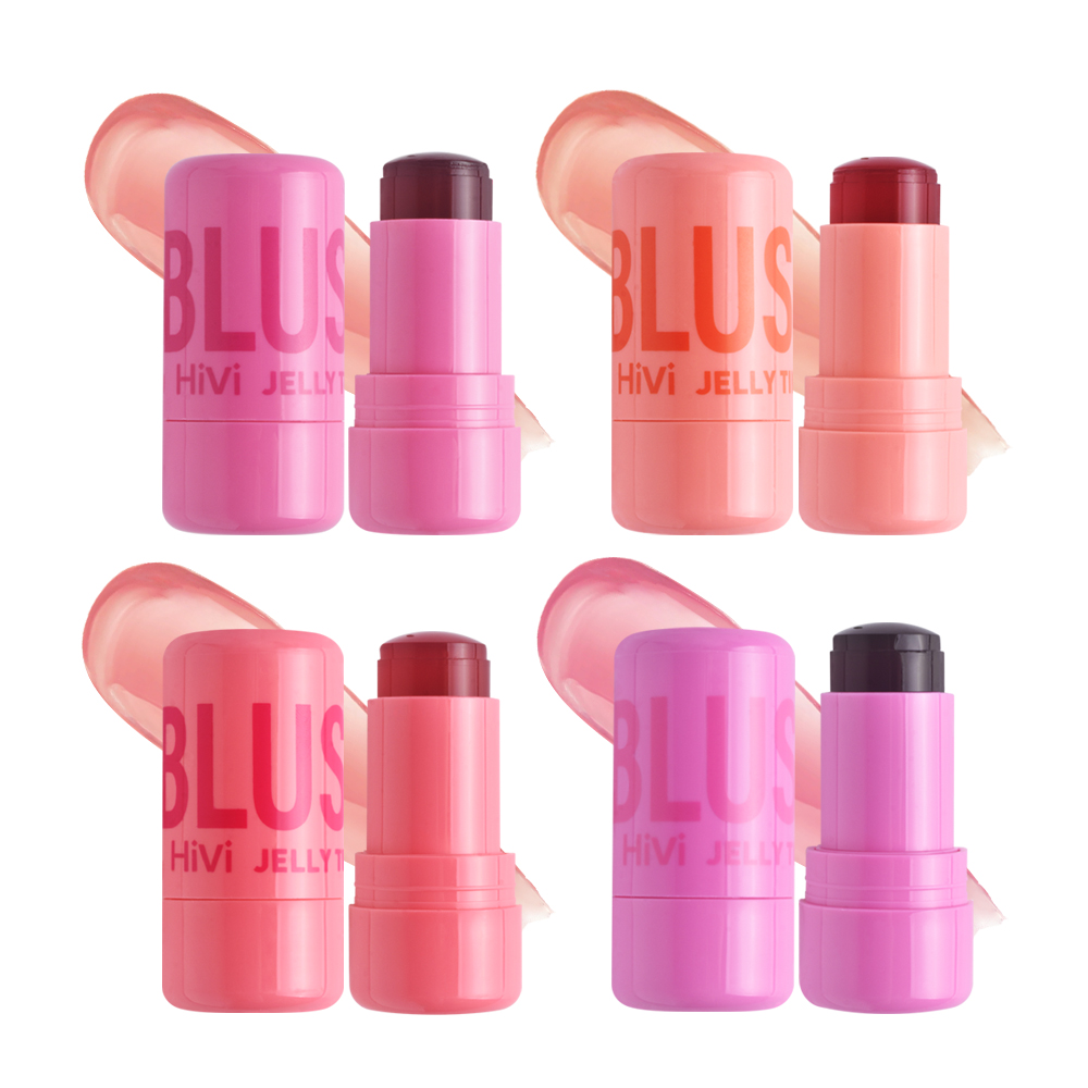 Jelly Tint Blush Stick, Dual Use Lip and Cheek Tone, Easy Contouring, Bright Color, Lasting Rouge Cosmetics 5g