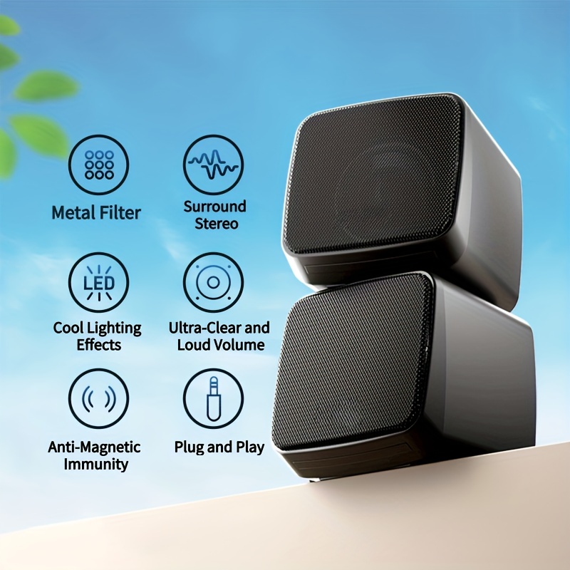 E-1078 คอมพิวเตอร์ USB ลําโพงแบบมีสาย USB ขับเคลื่อน 3.5 มม.AUX อินพุตลําโพงแบบพกพา,เหมาะสําหรับคอมพิวเตอร์,แล็ปท็อป,เดสก์ท็อป