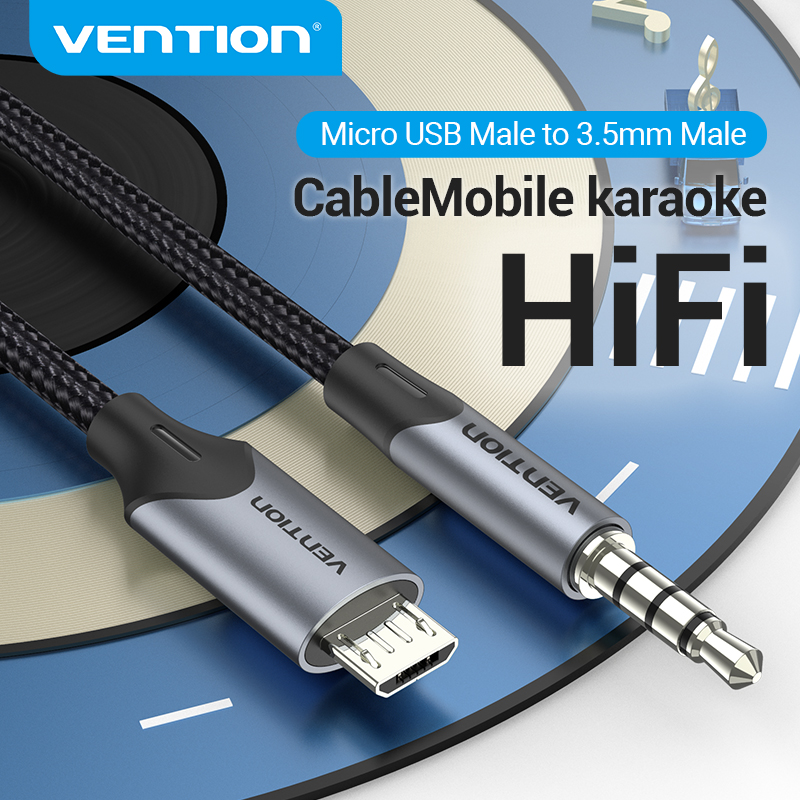 Vention Live Streaming Cable Micro Usb ถึง 3.5 มม.V8 การ์ดเสียงแถบร้องเพลงไมโครโฟนบันทึกสําหรับคาราโอเกะ