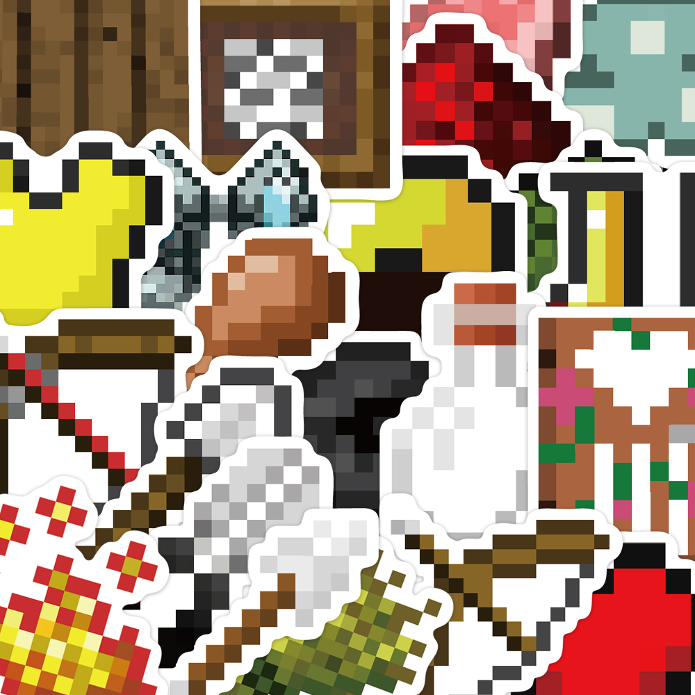 Minecraft สติกเกอร์กันน้ํา 70pcs My World Pixel Decals สําหรับคู่มือโน้ตบุ๊คแล็ปท็อปโทรศัพท์สเก็ตบอร์ดกีตาร์จักรยาน DIY สติกเกอร์น่ารัก