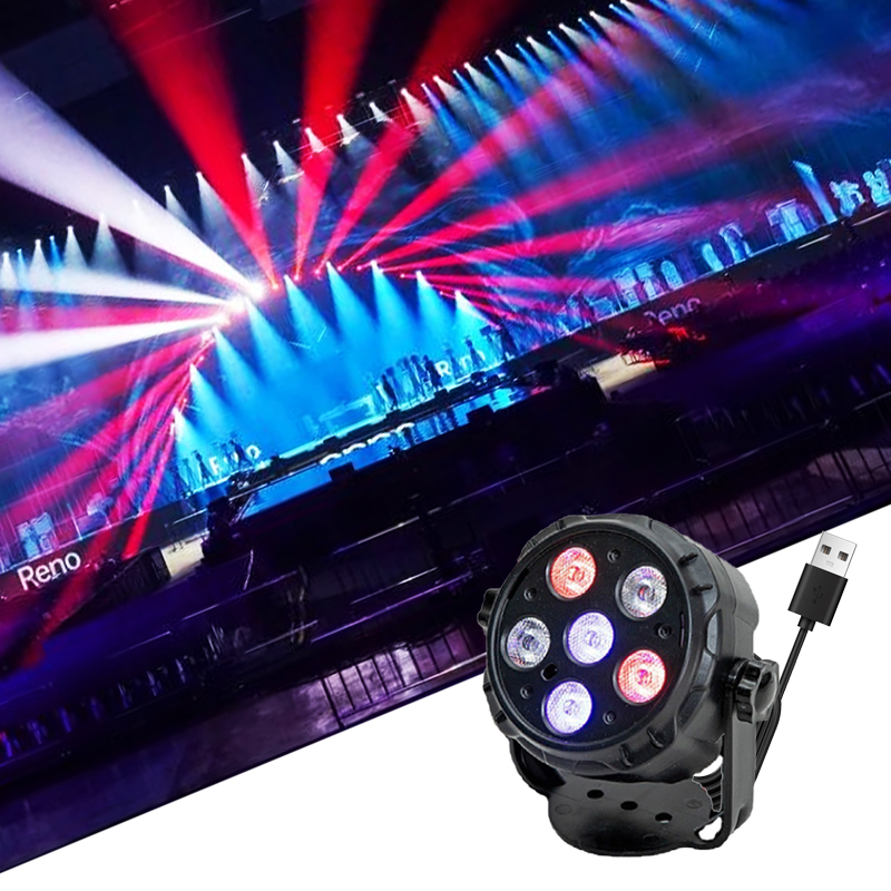 ลูกปัดไฟดิสโก้ Led 6 ดวง RGB หมุนได้ 360 องศา พร้อมรีโมตคอนโทรล USB 7 โหมด สําหรับปาร์ตี้ 1 ชิ้น