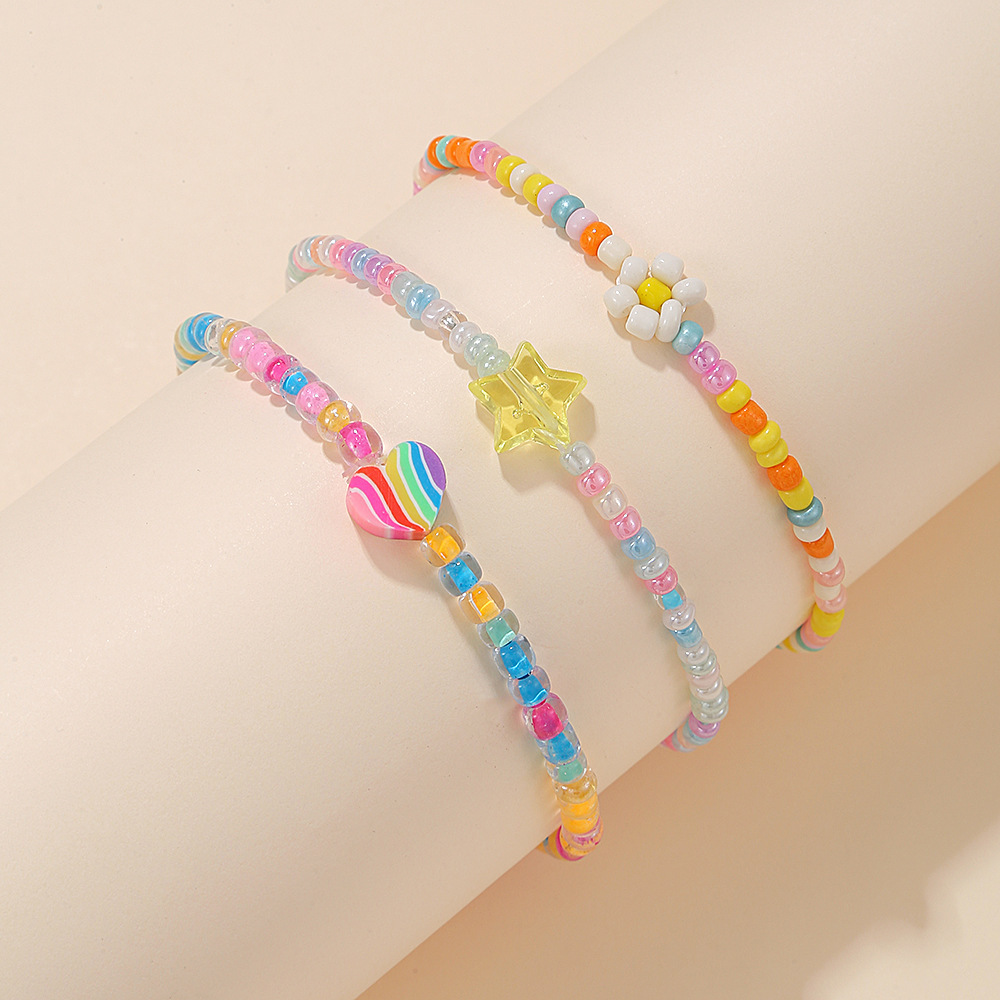 1ชิ้นฤดูร้อนริมทะเลสไตล์โบฮีเมียนที่มีสีสันข้าวลูกปัดสร้อยข้อมือหญิงหวานสไตล์สาวลูกปัดสร้อยข้อมือสร้อยข้อมือทอมือ