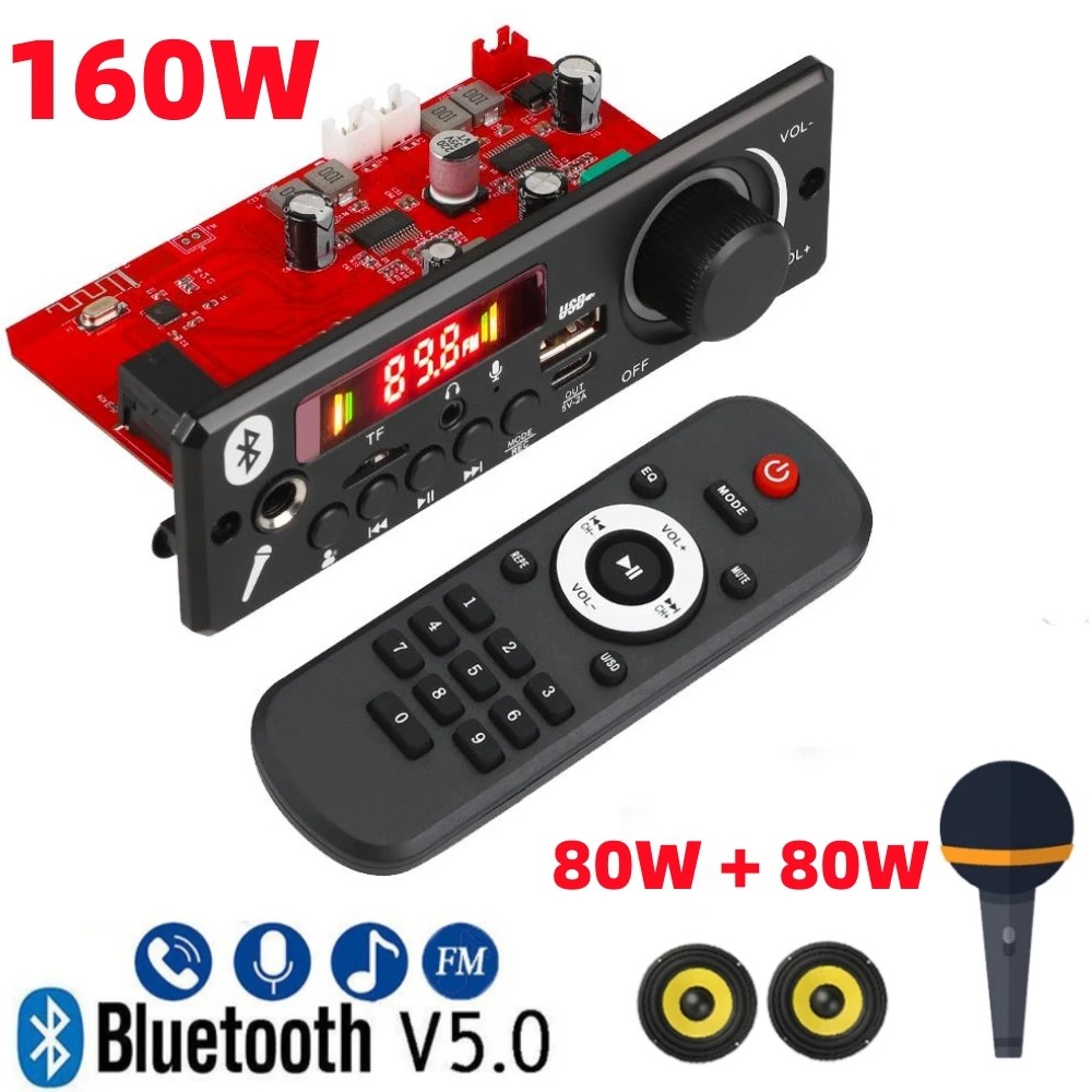 บอร์ดถอดรหัส MP3 บลูทูธ 5.0 ไร้สาย โดย DC 9V 12V สําหรับเครื่องเล่นเพลง รองรับ WMA USB TF FM