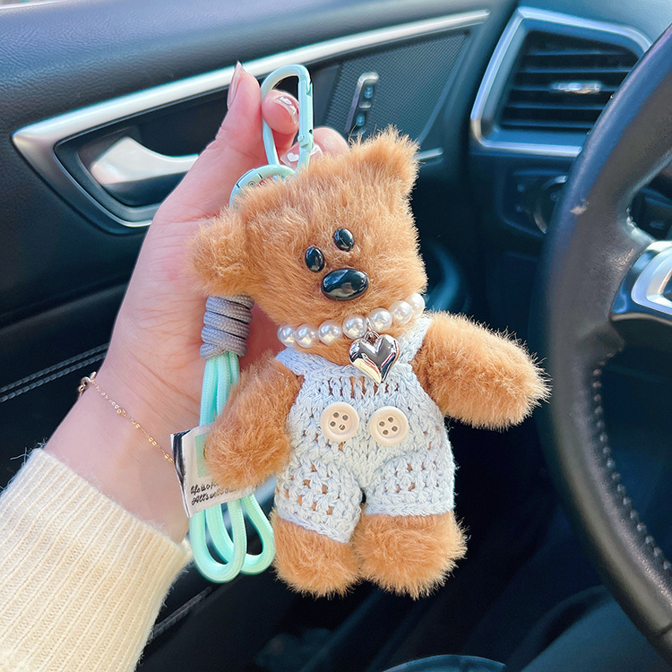 นาย Bean Bear ตุ๊กตาพวงกุญแจรถกระเป๋าจี้ Squeaky Bear ตุ๊กตาจี้