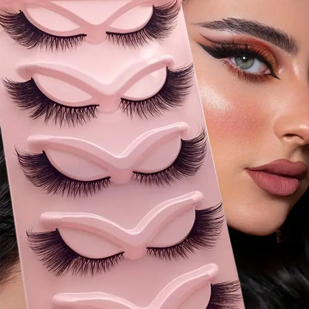 5 คู่ 3D Cat Eye ขนตาปลอม, Angel Wing Lashes, 16 มม.ธรรมชาติดูขยาย Strip Lashes, เซ็กซี่และมีเสน่ห์, Essential Daily แต่งหน้าอุปกรณ์เสริมสําหรับงานปาร์ตี้และเหตุการณ์