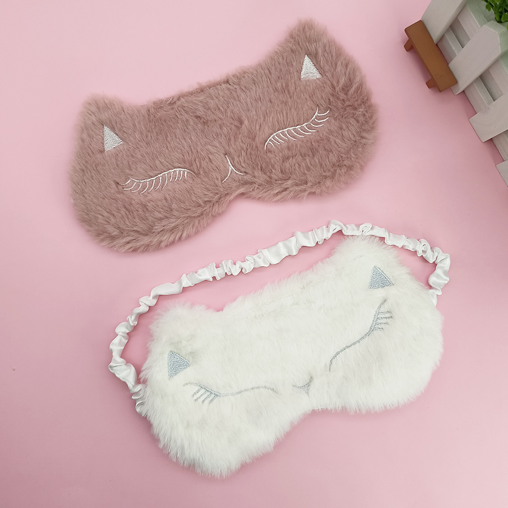 น่ารัก Plush Eye Mask ผู้หญิง Sleeping Blackout Eye Mask 3D Fox Embroider รูปแบบ Blindfold ฟรีขนาดแบบพกพา Noon Break Nap ฝาครอบตา Blindfold Head-mounted