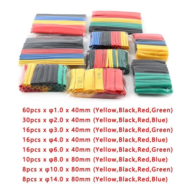 164 ชิ้น/เซ็ตท่อหดความร้อน Polyolefin ชุดสายเคเบิลท่อสารพันฉนวน Sleeving ท่อห่อสายไฟแขนห่อท่อลวด