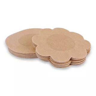 100 ชิ้นจุกนมสติกเกอร์ทิ้งผิวที่มองไม่เห็นไม่ทอแพทช์เต้านม Bra-less Pasties Pad ดอกไม้\Round